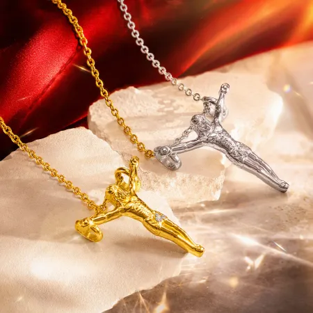 Fashionable stainless steel three-dimensional Jesus religious classic pendant necklace accessory, simple and versatile, trendy gift choice Fashionable stainless steel three-dimensional Jesus religious classic pendant necklace accessory, simple and versatile, trendy gift choice